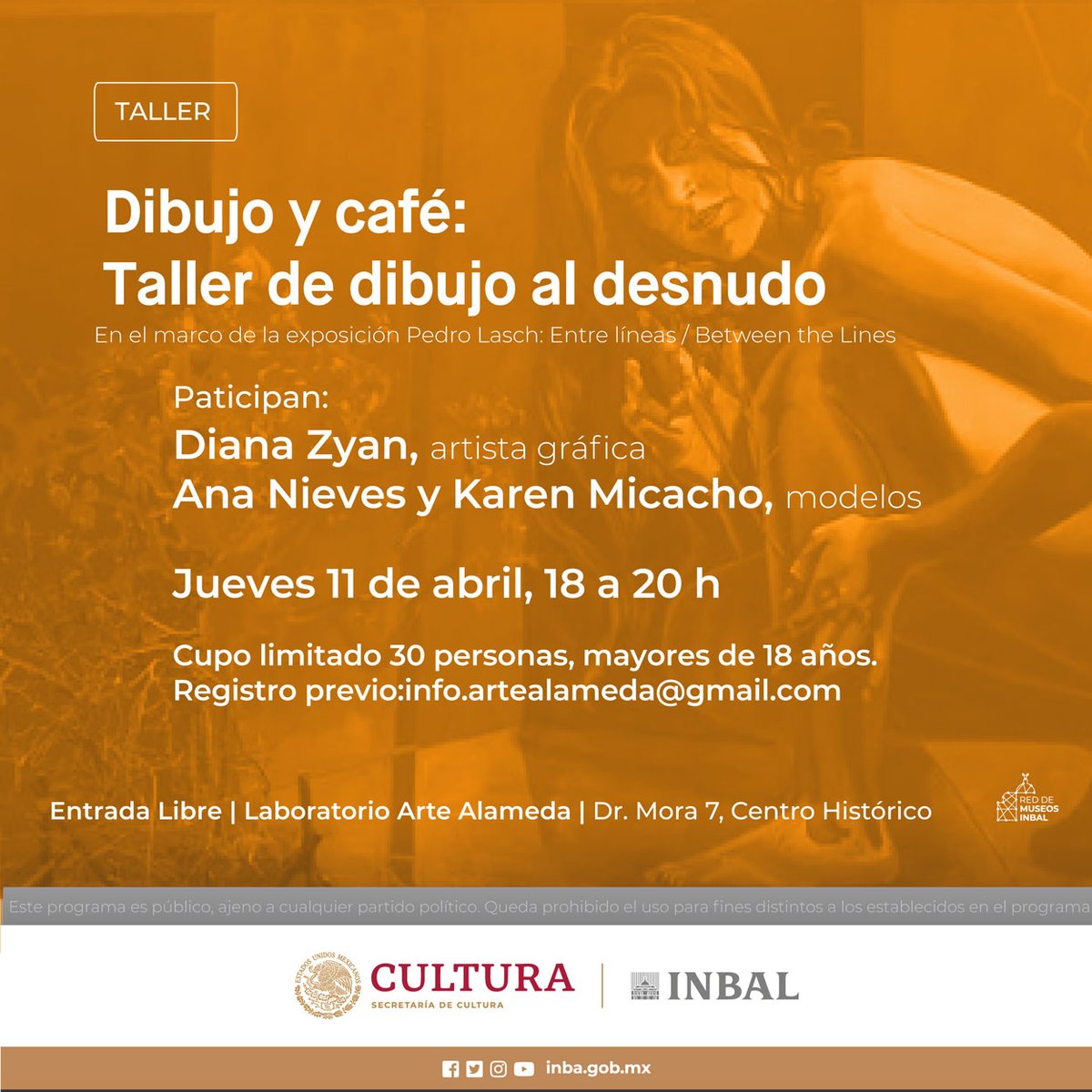 ¡Participa en 'Dibujo y café: Taller de dibujo al desnudo' en el @ArteAlameda! ☕️🖌️ La cita es HOY a partir de las 18 h, inscríbete en: forms.gle/yCB32RNUGVPtMz…