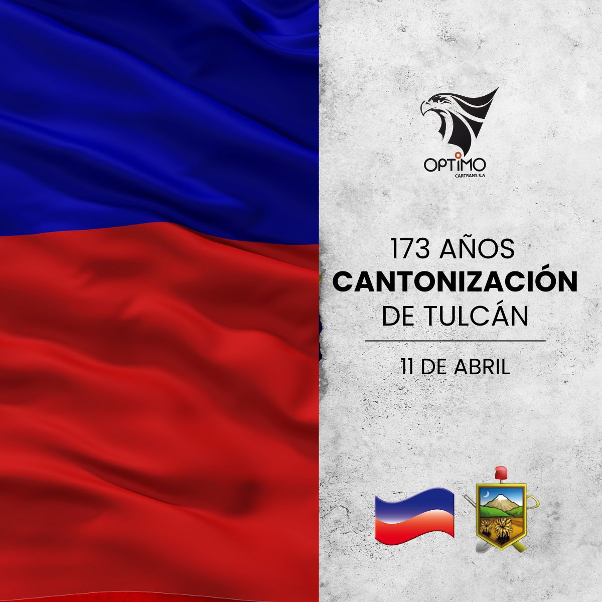 ¡Viva Tulcán! Hoy se celebran 173 años de cantonización. Una ciudad que une fronteras y mueve la logística del Ecuador. #optimocartrans #Efermerides #tulcán #ecuador #vialidad