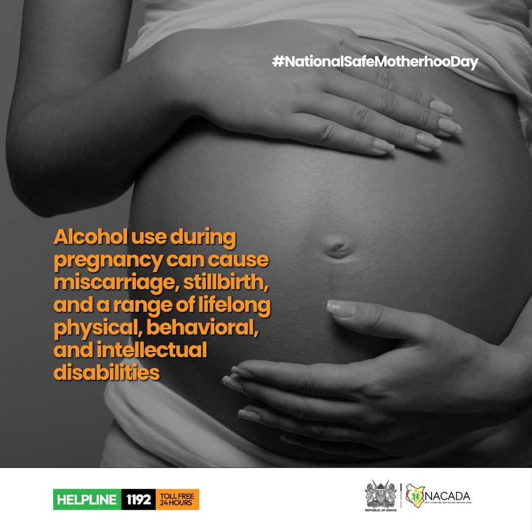 Alcohol in the mother’s blood passes to the baby through the umbilical cord. Alcohol use during pregnancy can cause miscarriage, stillbirth, and a range of lifelong physical, behavioral, and intellectual disabilities #Nationalsafemotherhooday #NMSD