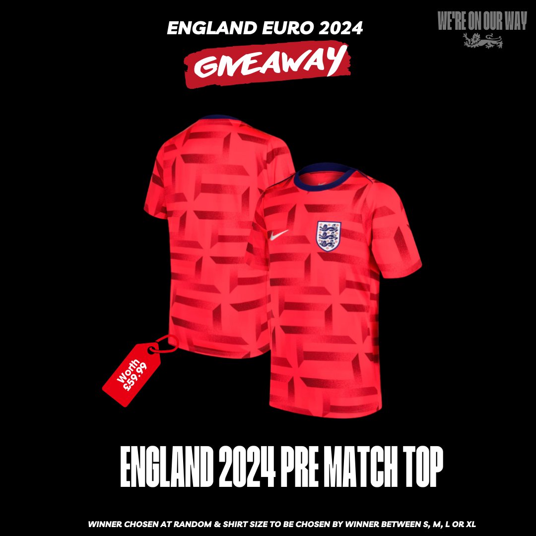 EnglandOnOurWay's tweet image. 🏴󠁧󠁢󠁥󠁮󠁧󠁿𝐄𝐧𝐠𝐥𝐚𝐧𝐝 𝐓𝐨𝐩 𝐆𝐢𝐯𝐞𝐚𝐰𝐚𝐲 📷 

We are giving away the NEW Red England Nike Pre Match top!  

All you have to do to be entered is:

👉Make sure you Follow Us
👉Retweet this  

Winner to be drawn randomly on May 1st 2024. Sizes from S-XL only.  Good luck