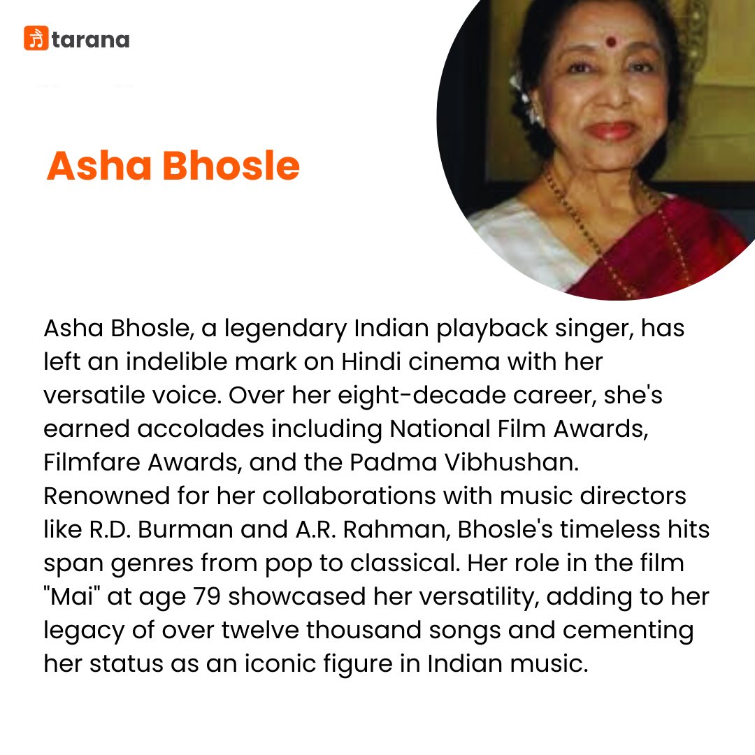 Legendary voice, timeless melodies. Celebrating the iconic Asha Bhosle and her musical legacy. 🎶✨

#ashabhosle #music #tarana #artists #catchyouonthebeat