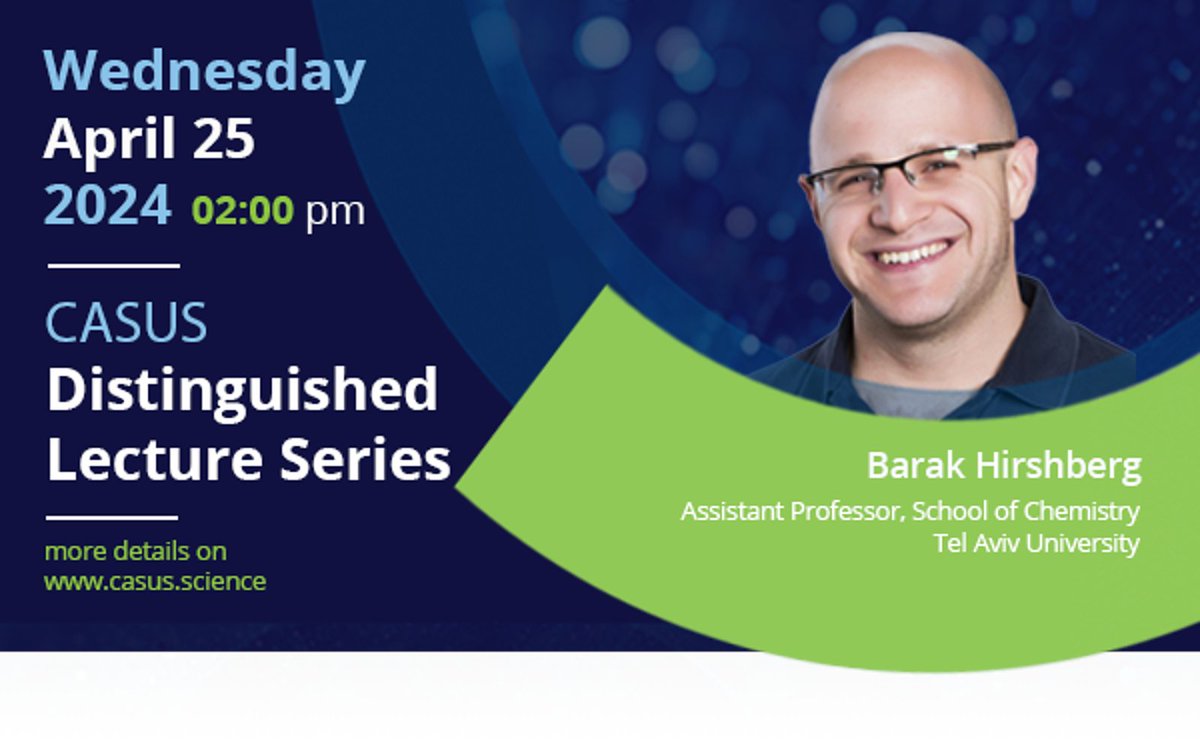 Are you interested in #quantum phase transitions, polymorphism in molecular #crystals & conformational dynamics in #biomolecules? Then join our next @CASUSscience Distinguished Lecture w/ @barak_hirshberg! #MolecularSimulations @TelAvivUni @HZDR_Dresden 👉 casus.science/events/casus-d…