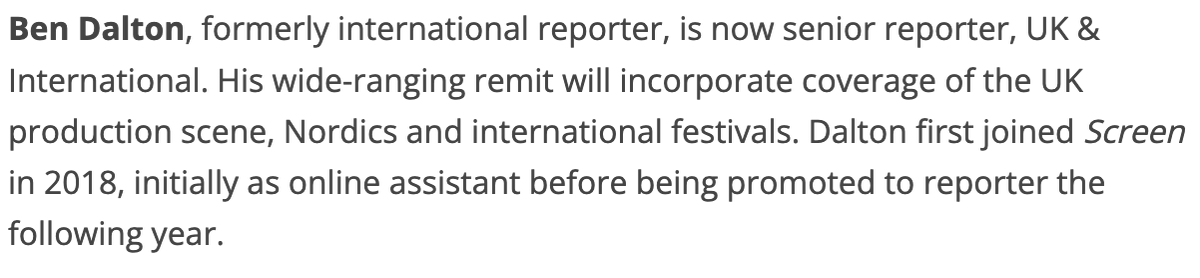 📰 PERSONAL NEWS ABOUT THE NEWS 📰 Hi, I’m Ben (the one on the left). I’m now @Screendaily's Senior Reporter, covering the international & UK film industry. I want your stories, from new productions to festivals (#Cannes2024) and everything in between. Email in bio - say hello!