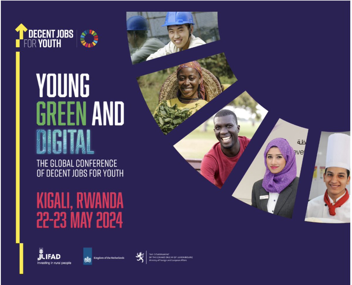 🙌 Join us for the 'Young, Green and Digital: Global Conference on Decent Jobs for Youth' in Kigali, Rwanda on May 22-23. 

Let's accelerate global efforts to secure decent jobs for youth in green and digital economies! For details, visit decentjobsforyouth.org

#UNited4Land