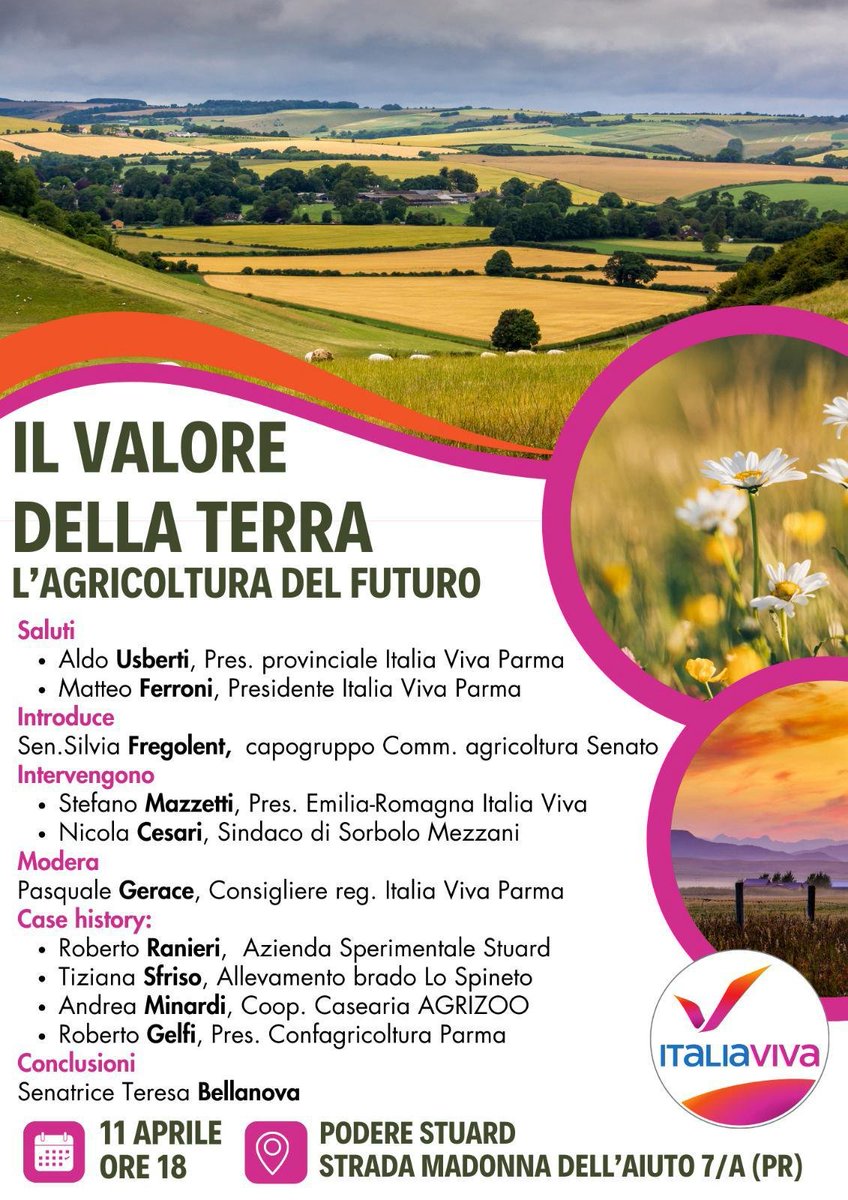Ci vediamo oggi, 11 aprile, alle ore 18.00 presso Podere Stuard in Strada Madonna dell'Aiuto 7/A (PR) per un incontro dal titolo 'Il valore della #terra. L'#agricoltura del #futuro'. Vi aspetto!