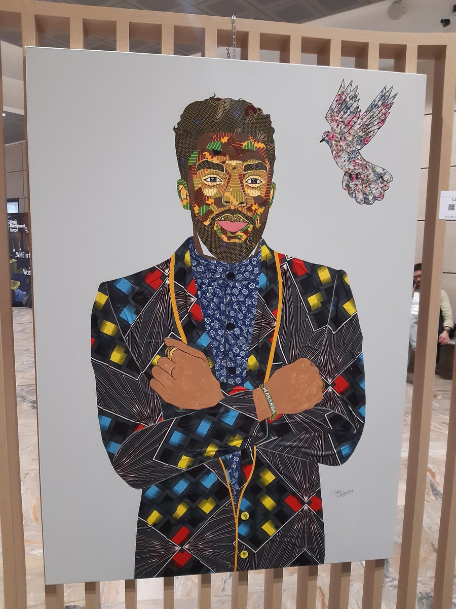 A picture can speak a thousand words. Fantastic art at #WME2024 from Ghanaian artist Tonto Lawrence using recycled textiles his country has been bombarded with as 'The West' struggles to get to grips with 'sustainable fashion'...