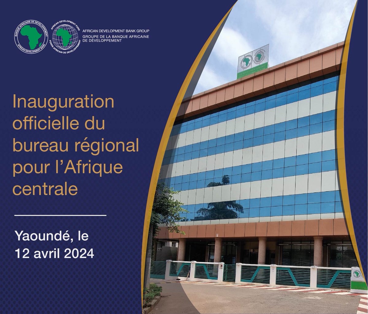 Ce vendredi 12 avril 2024, @AfDB_Group ouvre son nouveau bureau pour l’Afrique centrale à Yaoundé, au #Cameroun, renforçant ainsi son engagement dans la région. Avec un portefeuille actif de 2,49 milliards de dollars, la Banque contribue au développement économique et à…