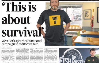 In an incredible show of strength, several #westcork cafés and restaurants have come together this week to plead for a return to the 9pc vat rate under their vat9.now campaign. They want to ensure they are still here this summer – p1 @SouthernStarIRL, out now