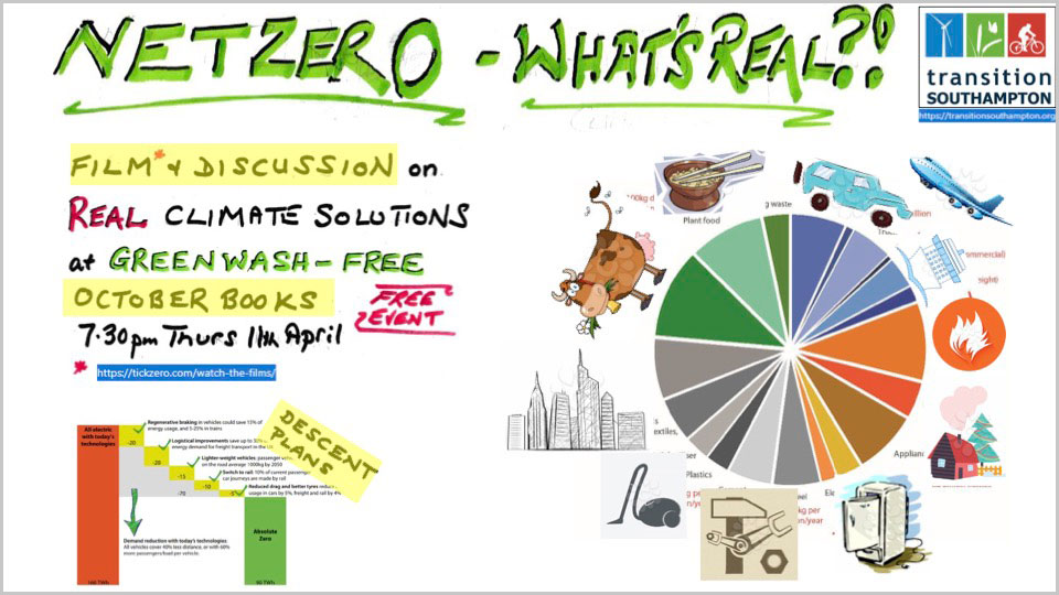 transitionsoton's tweet photo. TONIGHT! Film &amp; Discussion - Net Zero, What’s Real? 

Join us for a series of short films and discussions around what net zero means and the solutions that exist today to get there. Thursday 11th April, 7:30pm at @OctoberBooks https://t.co/zq6JUgtn0j