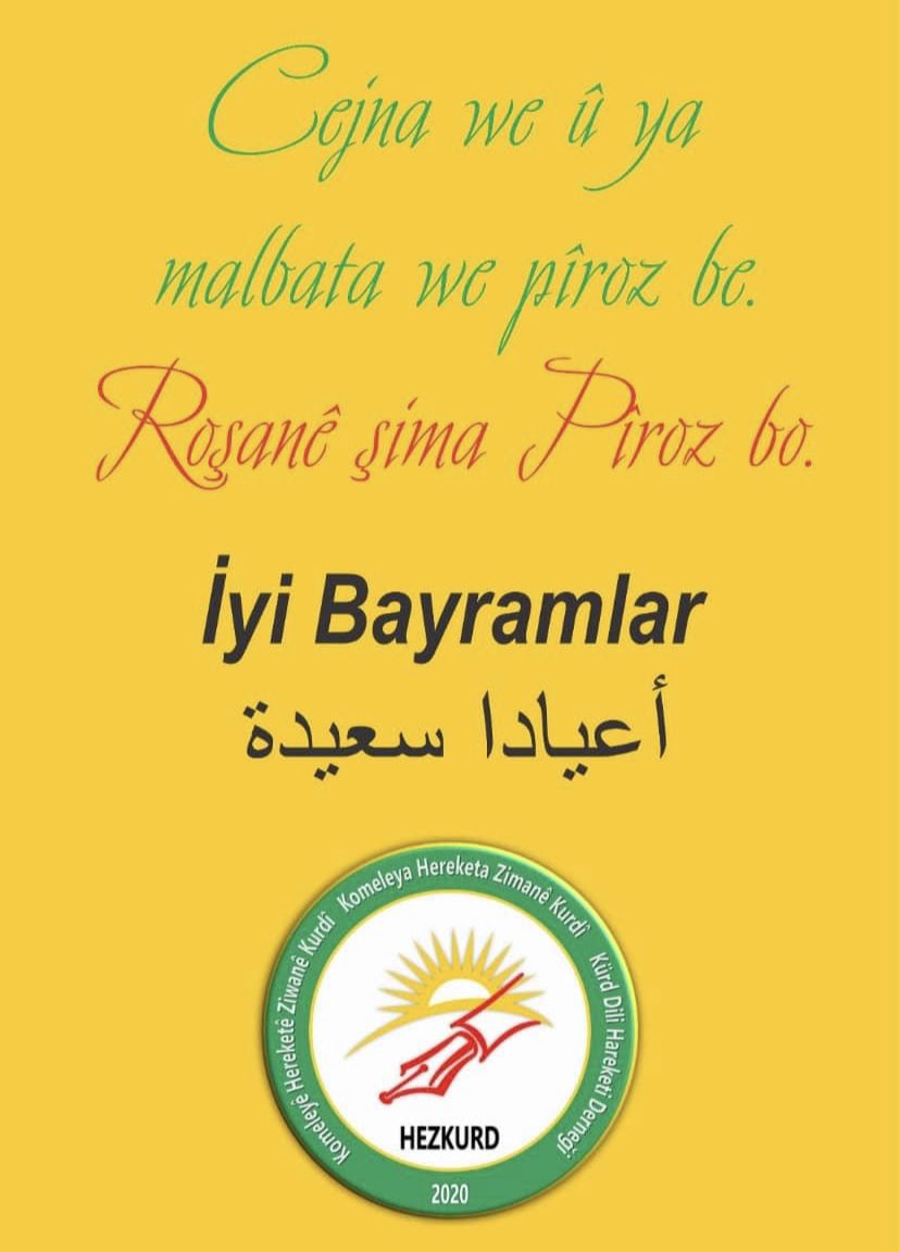 Di pîrozbahîya HezKurdê a Cejna Remezanê de em li benda dostên dildarên zimanê Kurdî ne jî. Bayramı kutlama buluşmamıza Kürdçe sevdalısı dostları da bekleriz. Dem û cîh. 12.04.2024 saet: 16.00-18.00 Zuhuratbaba Mah. Yüce Tarla Cad. No: 65/8 Bakırköy/IST. #CejnaRemezanê…