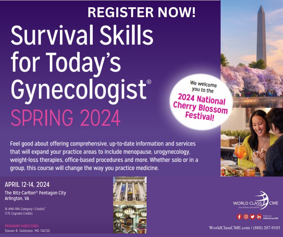We are getting excited! One more day to Survival Skills for Today's Gynecologist! For more information, visit WorldClassCME.com. #CME #SurvivalSkills #WorldclassCME #Gynecologist