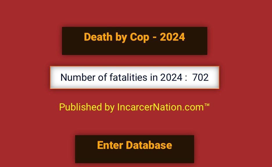 US cops filled 702 body bags in the first 101 days of 2024 - incarcernation.com/us-cops-filled… On 4/9/24 alone, cops killed 13 people in one day. We need a CEASE FIRE! They are all individually in the enclosed link.