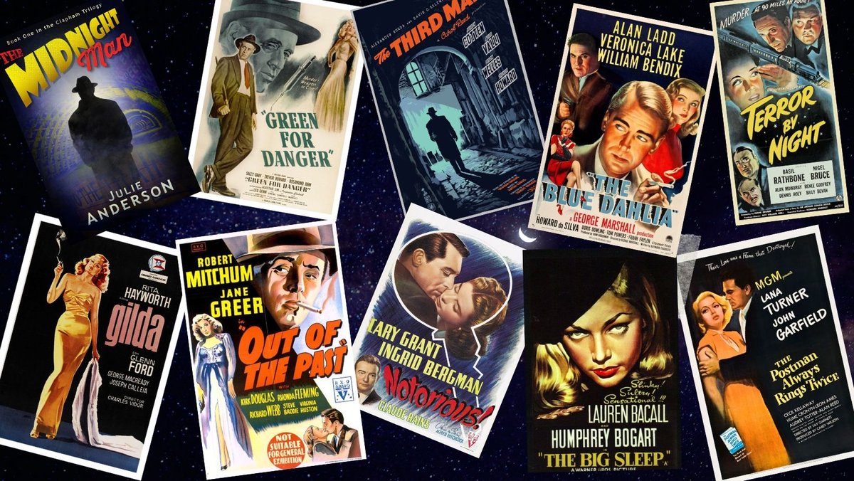 I have been inspired by @TalkingPicsTV and have created my own version of their film poster collage, showing the #FilmNoir posters I collected to help @MappDesign create the cover for #TheMidnightMan. @HobeckBooks Out 30th April.