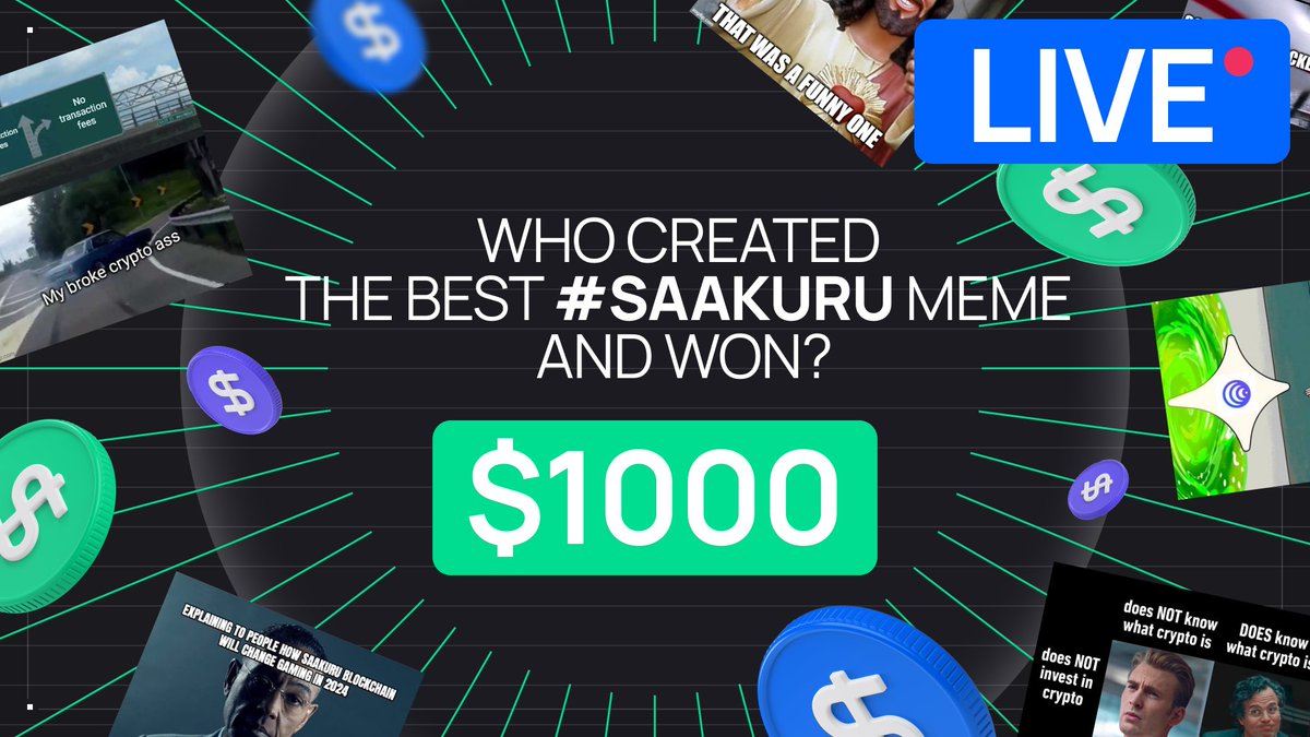 🎭 Time to crown the Funniest Memes! 🏆 🕒 Live event STARTS in 30 min! 💰 Join in for a chance to win 100 USDC prizes on the LIVE stream! 👉youtube.com/live/rcN2hjVqC… 👀 Find out secret judge 👇1/2 #saakurumeme #cryptomeme $SKR