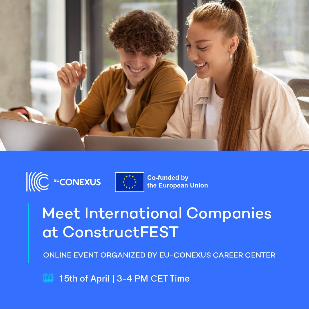 👉‘Meet International companies at ConstructFest’! under @UTCB_RO biggest event #ConstructFEST organized by the EU-CONEXUS Career Center 🗓️ 15 April, online, 3 PM – 4 PM CET Time. With guests representatives from Douglas OHI LLC and @CoolPlanet eu-conexus.eu/en/events/cons…