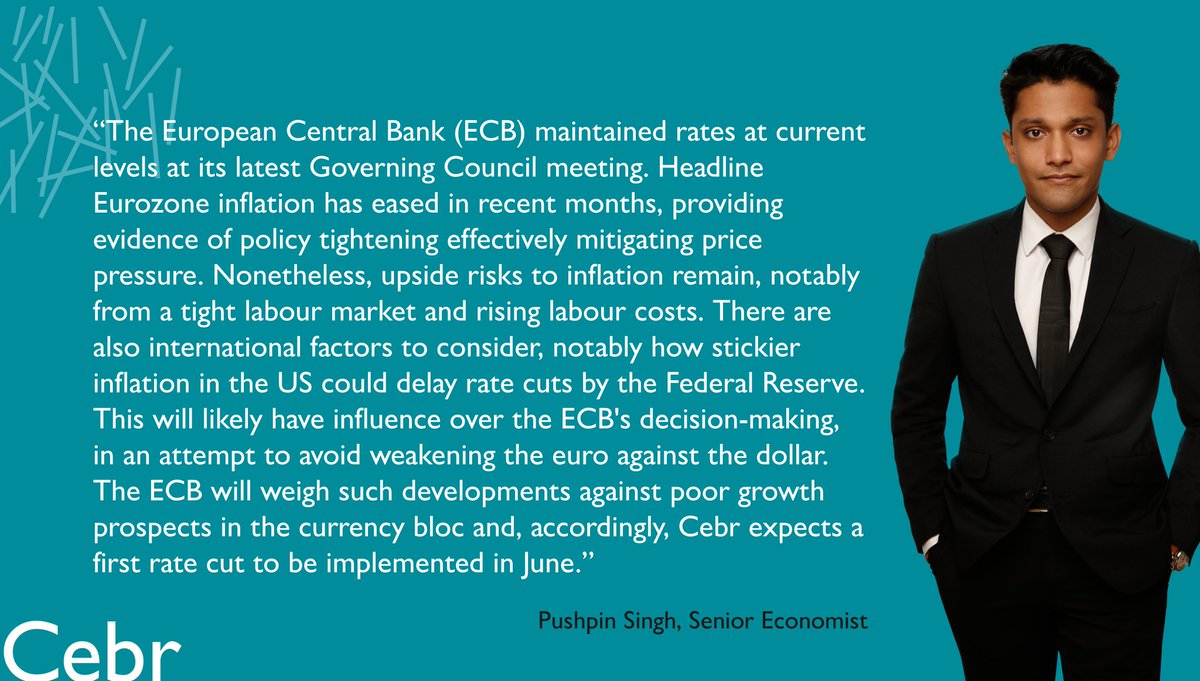 Commenting on the latest European Central Bank monetary policy decision, Cebr Senior Economist Pushpin Singh said: