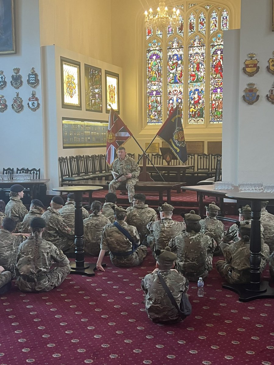 Army Cadets from across the UK having a tour of @RMASandhurst hosted by @The_RE_LE ahead of the Sovereign’s Parade tomorrow.