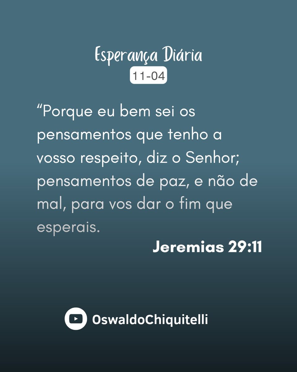 rededevocional's tweet photo. 💡Devocional Esperança Diária

📖  “Porque eu bem sei os pensamentos que tenho a vosso respeito, diz o Senhor; pensamentos de paz, e não de mal, para vos dar o fim que esperais. Jeremias 29:11👇🏻

https://t.co/nnHTxiopT9

#versículododia #leiaabiblia #devocionaldiario #videodiario https://t.co/Rn5zTjLoYL
