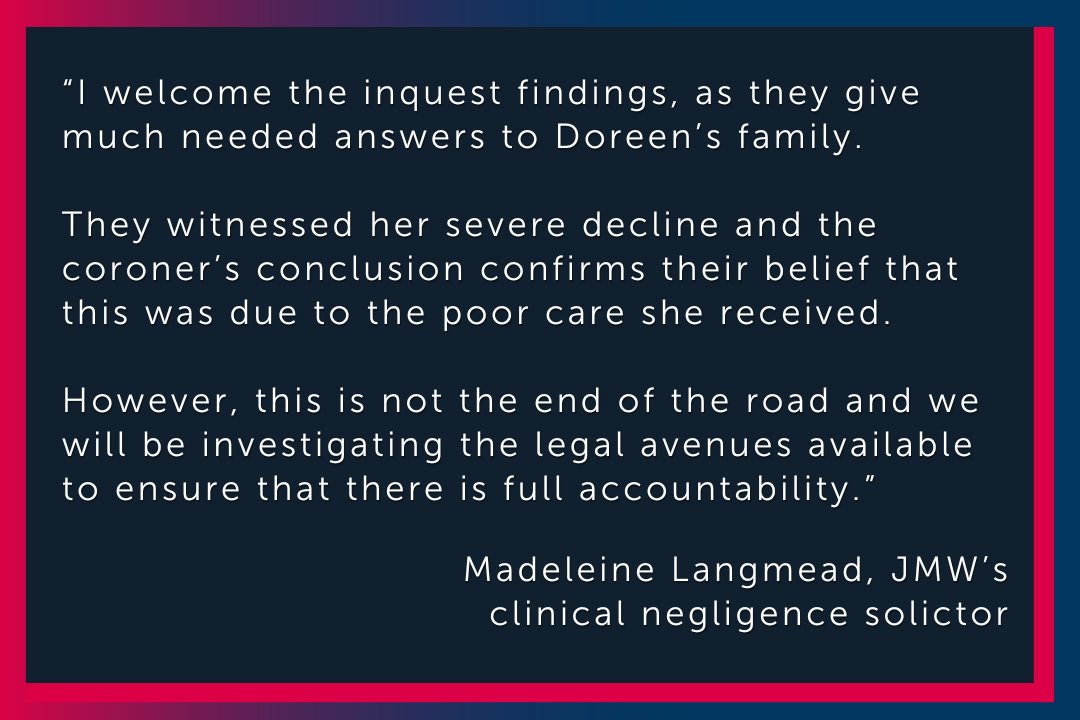 JMW's @MaddyJMW is supporting Doreen Pilling's family in the inquest into the 93-year-old's death, offering the statement below. Learn more: lancashiretelegraph.co.uk/news/24245928.…