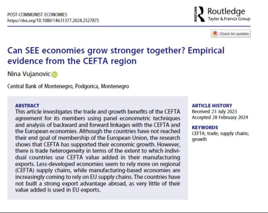 This @wiiw_ac_at working paper is now published in #PostCommunistJournal tandfonline.com/doi/abs/10.108… the finding are relevant for the ongoing #EU new #GrowthPlan for the #WesternBalkans aiming to create the Common Regional Market amongst the WB countries to boost growth