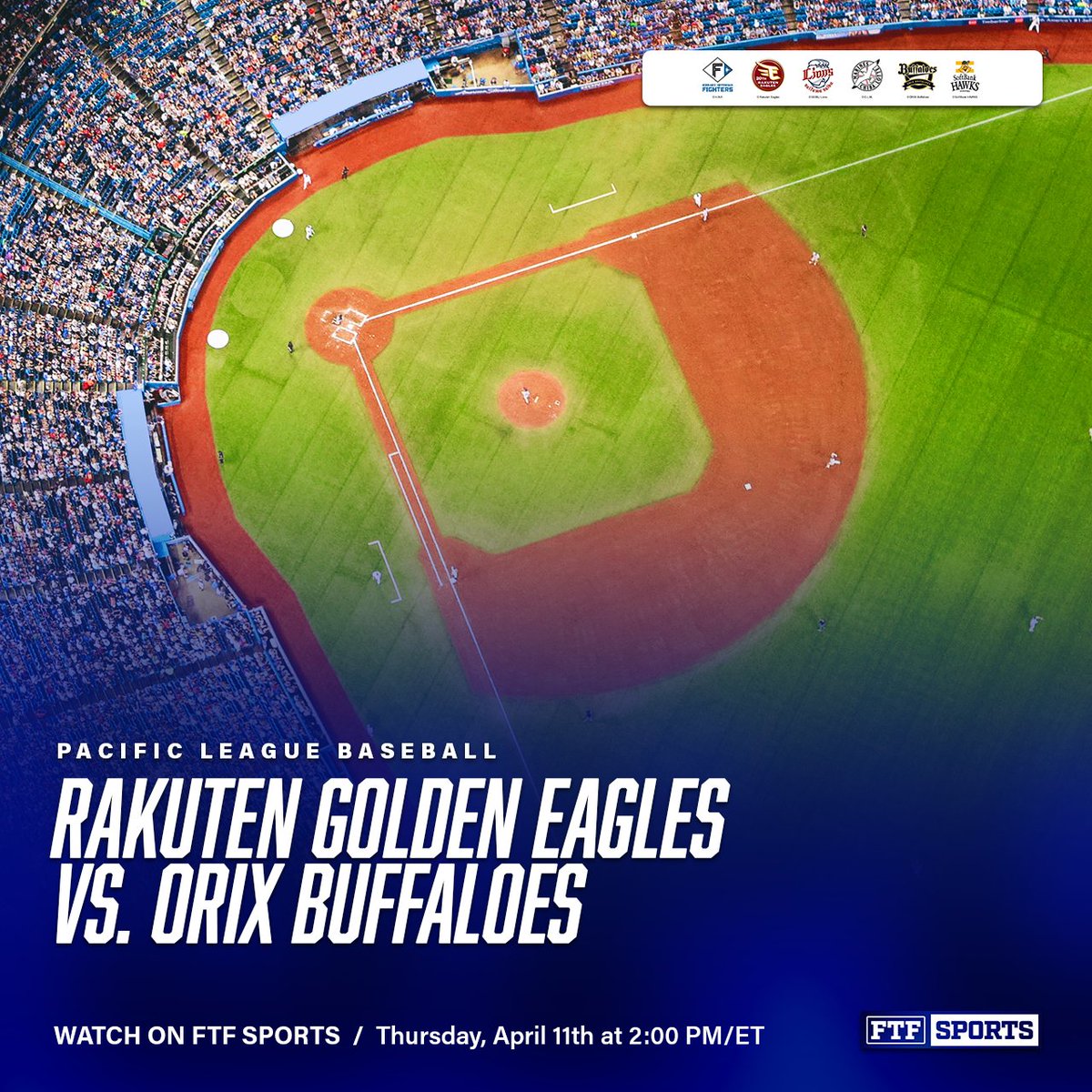TODAY at 2:00PM/ET on FTF Sports PACIFIC LEAGUE BASEBALL Rakuten Golden Eagles vs. Orix Buffaloes WATCH HERE ➡️ bit.ly/DingoTV_FTFSpo… 📺 @WatchDingoTV Watch FTF Sports on your preferred devices including iOS, Android, Web, and leading Connected TV applications.