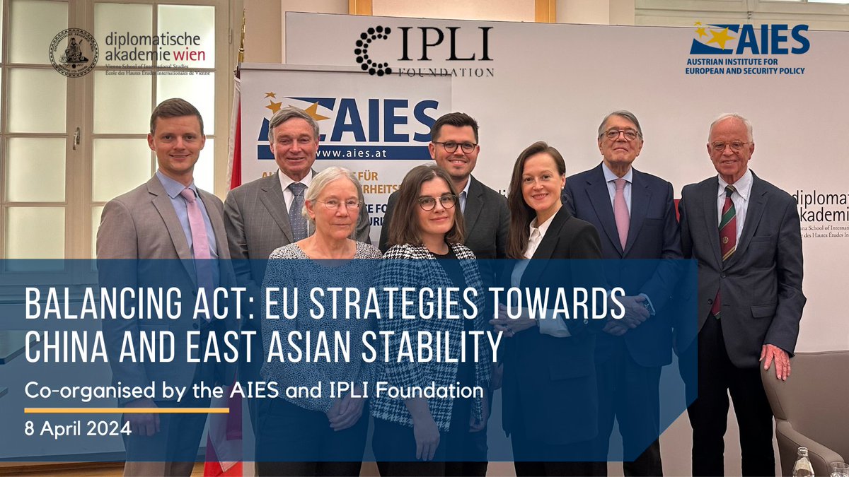 The AIES and the #IPLI Foundation organised a conference on EU-China relations, together with Hans Dietmar Schweisgut, Antonio Martins da Cruz, @a_bachulska, @zsuzsettte, @MatejSimalcik, and @GudrunWacker. 🔗: t.ly/jOSn4