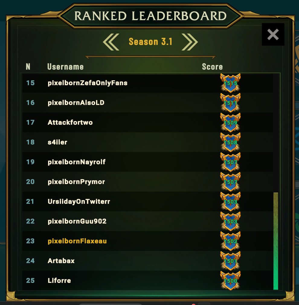 Flaxeau's tweet image. Je vient de passer top25 sur Pixelborn (Lorcana) en ladder BO3 🥳