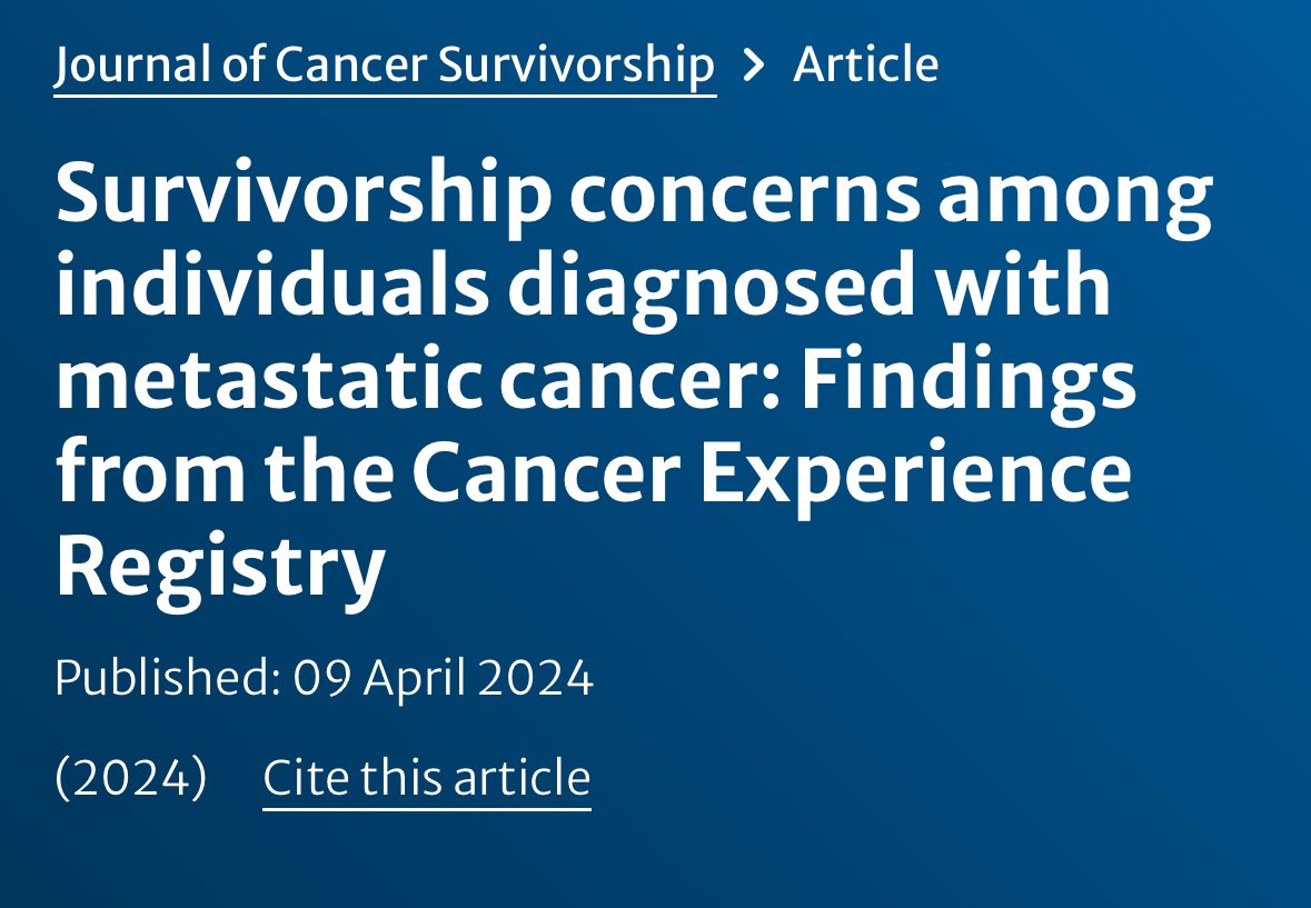 ‼️ New pub alert 🚨 In @jcansurv we describe the type and prevalence of survivorship concerns among individuals with #metastatic #cancer. #Survivorship concerns were higher 📈 for individuals unemployed due to #disability 🔗: tinyurl.com/bdfuzxf2