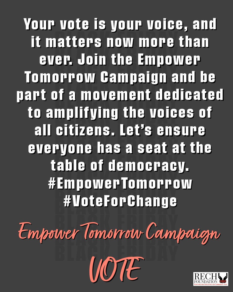 Give your voice the power it has, which is your vote. Let's ensure everyone has a seat at the table of democracy. Claim your seat with your #vote #EmpowerTomorrow #voteforchange #voteyourvoice #FICPFM #Q4D #helpinthehouse #solutionist #iamaningredient #JusticeGeneral