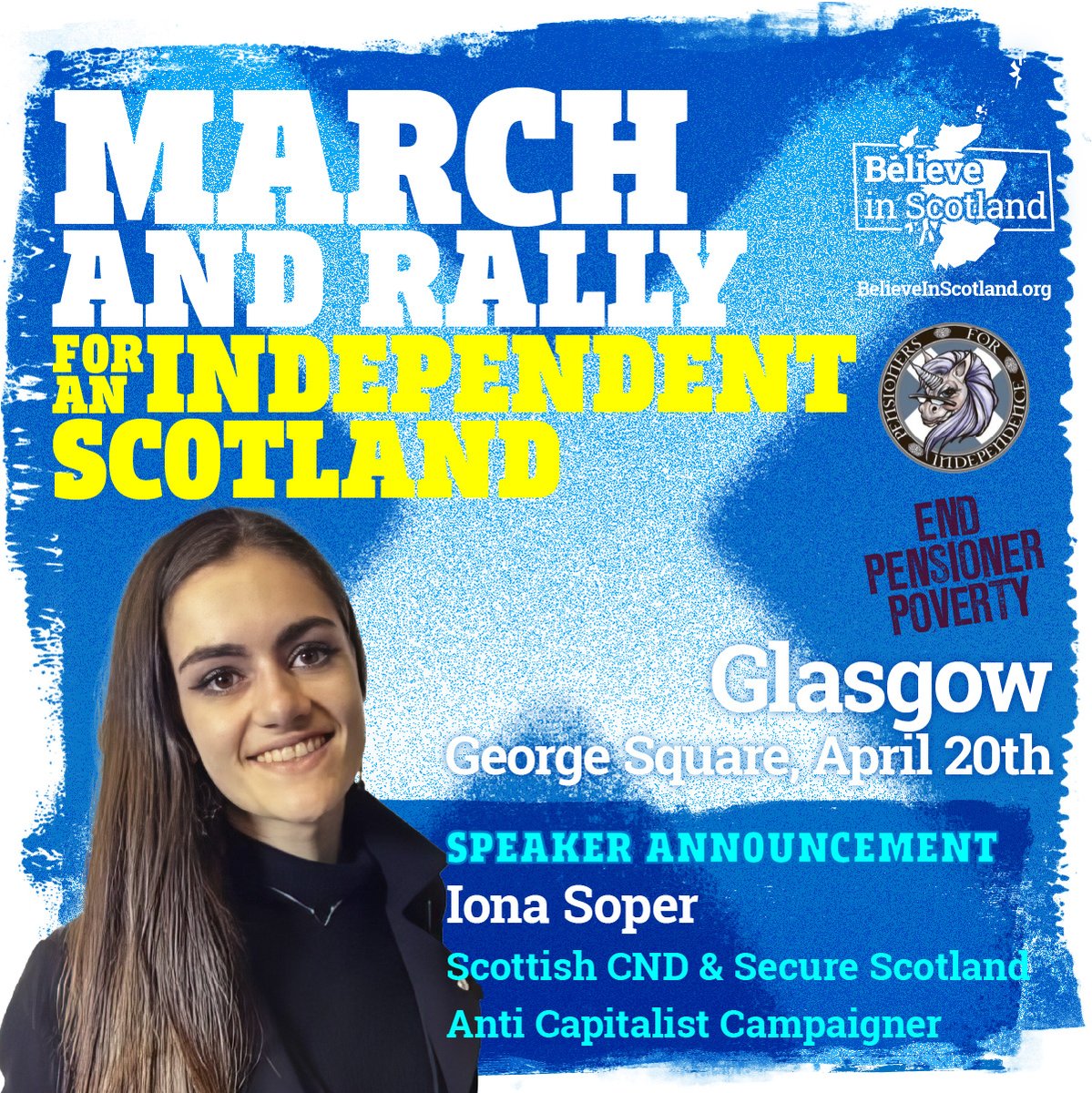 Two more guests for the March & Rally on 20th April. A week on Saturday! Come along, it'll be fun. It'll be interesting. It's Glasgow, it'll be gallus! @believeinscot @ScottishCND @RMT_Scotland @P4IndyGlasgow @Pensioners4indy Get more info here: bit.ly/3uj64Mi