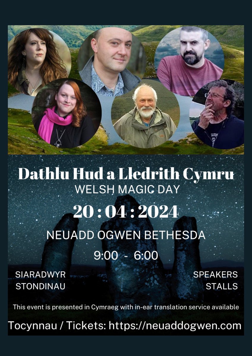 DATHLIAD HUD A LLEDITH CYMRU (WELSH MAGIC DAY) Dydd Sadwrn / Saturday 20/4/2024 9am-6pm Neuadd Ogwen, Bethesda Tocynnau yn brin / Tickets running low Tocynnau / Tickets neuaddogwen.com/events/dathlu-…