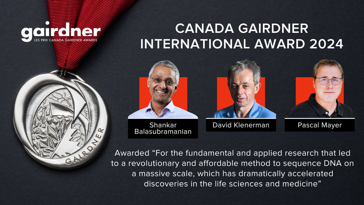 Gairdner Foundation (@gairdnerawards) on Twitter photo Congratulations to Drs. Shankar Balasubramanian, David Klenerman & Pascal Mayer, recipients of the 2024 Canada Gairdner International Award! Congratulations to Drs. Shankar Balasubramanian, David Klenerman & Pascal Mayer, recipients of the 2024 Canada Gairdner International Award!