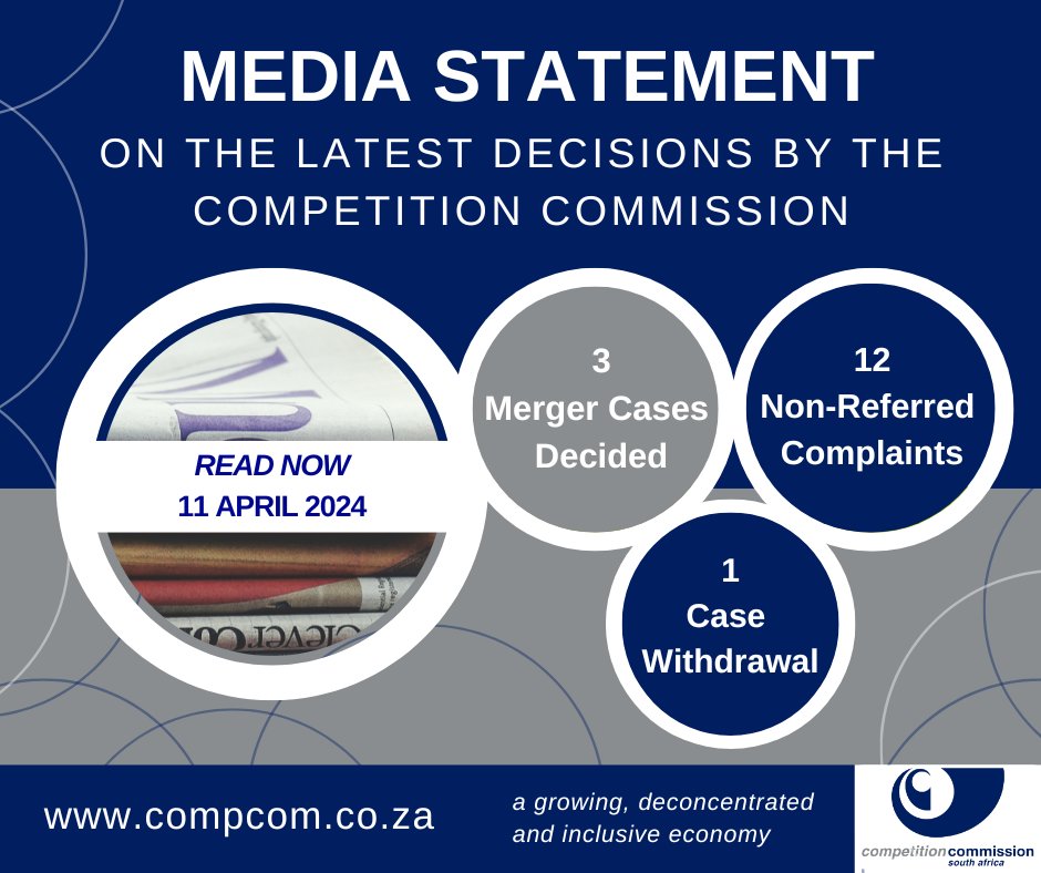 In its recent ordinary meeting, the Commission took decisions on matters that include complaints, and mergers & acquisitions in the properties, drilling & automotive industries. Read more in our media statement at shorturl.at/qCIQ1
