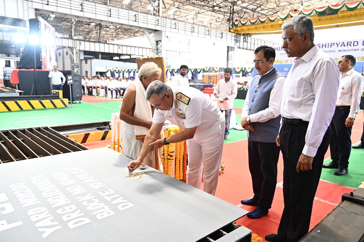 Steel Cutting’ ceremony of first of the five Fleet Support Ships (FSS) was held at HSL, Vizag on 10 Apr 24.Contract with HSL for acquisition of five Fleet Support Ships was signed in Aug 2023 and the ships are scheduled to be delivered to the Indian Navy, commencing mid-2027..