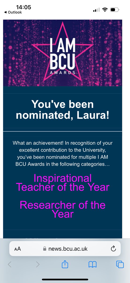 So happy to receive these nominations today. I love my job @BCUNeonate #IAMBCUAwards Thank you to those who took the time to nominate me