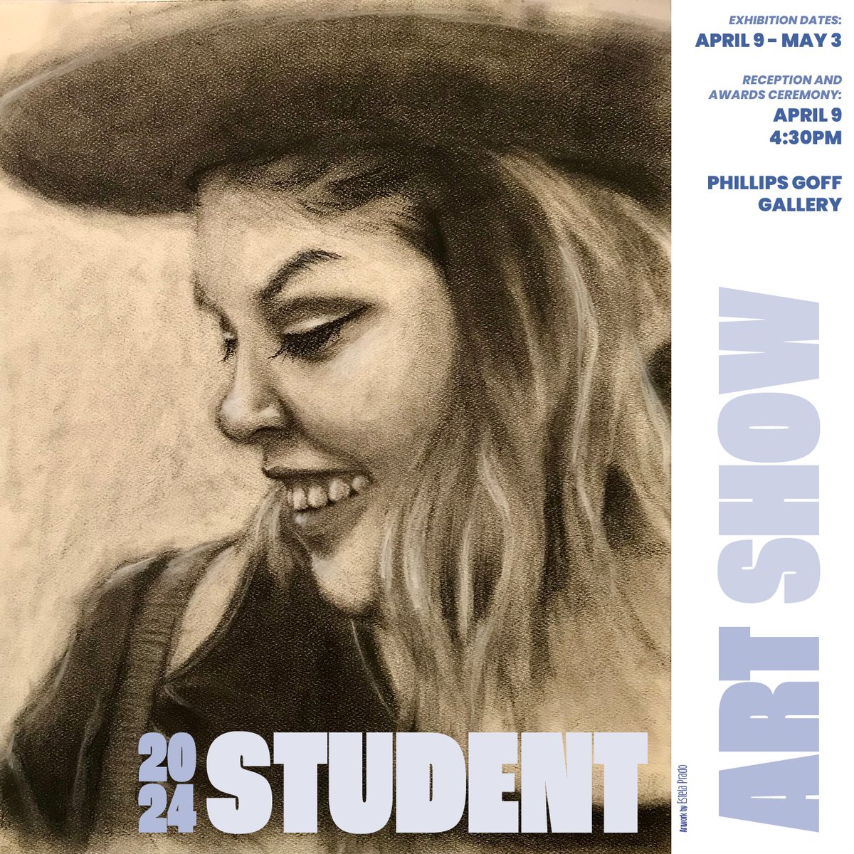 Last week to visit our 2024 Student Art Show! 💙 Exhibition Dates: 📆 April 9 - May 3 📍 Phillips Goff Gallery