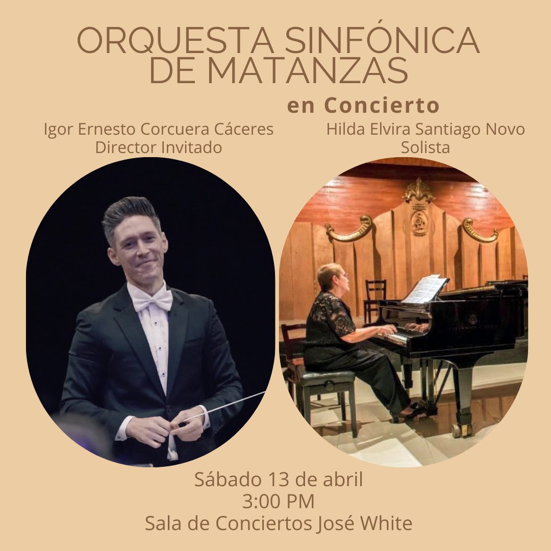 Fin de semana cargado de sorpresas para todo nuestro público Matancero. 
La Orquesta Sinfónica de Matanzas invita este sábado 13 de abril a qué participen de un concierto especial, el mismo sera en la sala de Conciertos José White justo a las 3:00 PM.