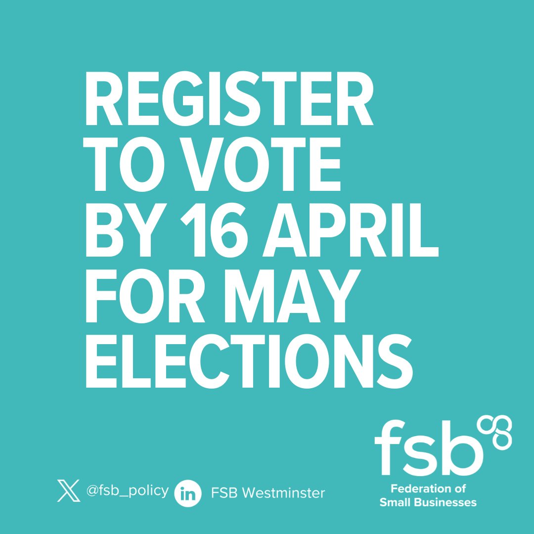 Reminding our members, and their staff, that the deadline to #RegisterToVote in the May elections is 11.59pm, 16 April >> gov.uk/register-to-vo…. These elections, taking place on 2 May, are Police and Crime Commissioner elections in England and Wales; local government elections…