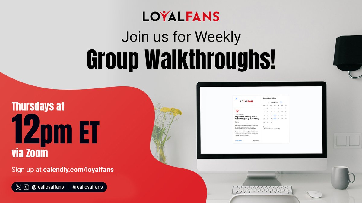 🌟 Creators! This is your chance to learn about #realloyalfans 🌟 Join us every Thursday -- including TODAY -- at 12pm ET for a walkthrough & site info session 😀 Register below (or go direct via the link in your timeline) See you there ⬇️ calendly.com/loyalfans