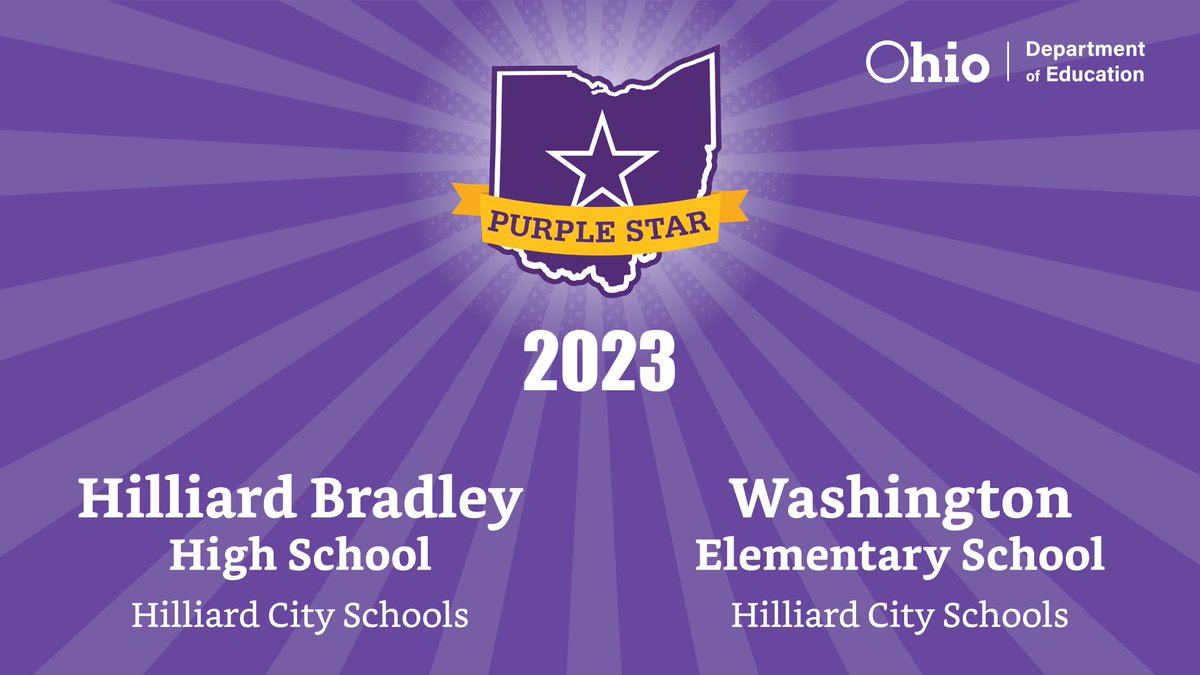 Congrats @Hilliard_Darby and @HilliardWolves for joining @DavidsonHS and @BradleyHS in receiving the Purple Star Award from the Ohio Department of Education and Workforce. This award honors their commitment to supporting military-connected students and families.