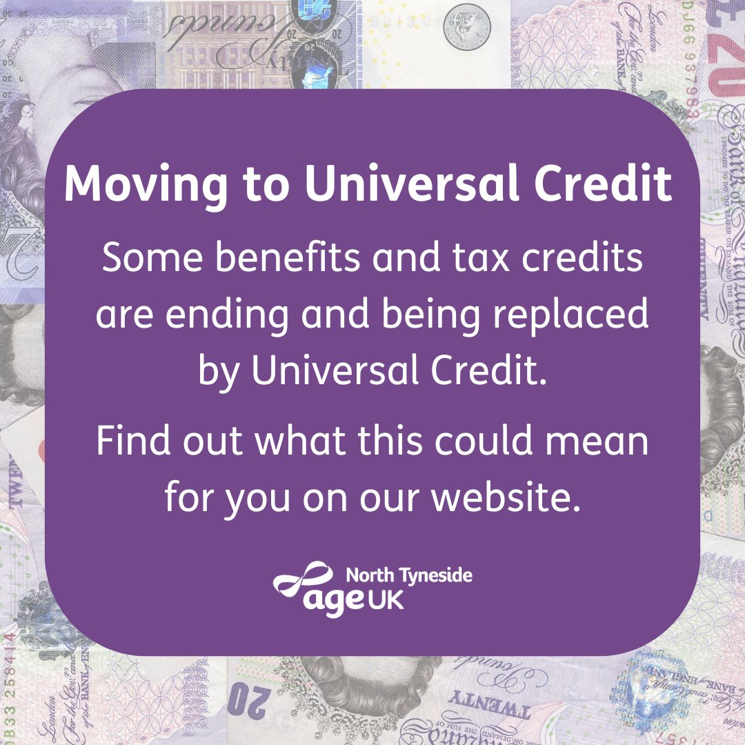 Look out for a letter from the Department for Work and Pensions explaining what you need to do and when For a list of the benefits and tax credits being replaced, visit our website 🔗ageuk.org.uk/northtyneside/… #UniversalCredit