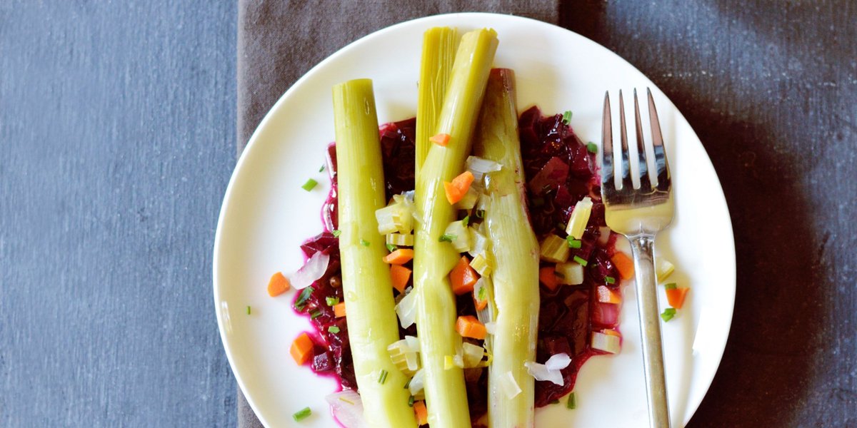 In this riff on the classic French dish, I add beets to a tangy mustard-based dressing for a heartier, vegetal leeks vinaigrette. Serve as is, or crowned with grilled chicken, pork or crumbled feta cheese. bit.ly/3mCPnYg