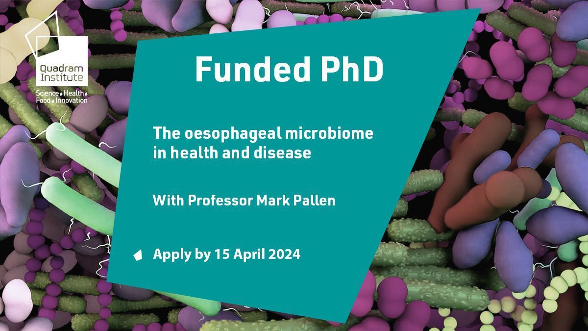 ⏰ PhD Opportunity closing soon! 🧫 The oesophageal microbiome in health and disease with @mjpallen 🗓️ Apply by 15 April buff.ly/4czN2mh