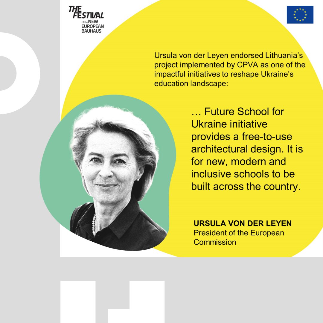 Thank you, @vonderleyen, for recognition and endorsement of Lithuania's initiative on #NewEuropeanBauhaus! 'Future School for Ukraine initiative provides a free-to-use architectural design. It is for new, modern and inclusive schools to be built across the country.' #LTaid