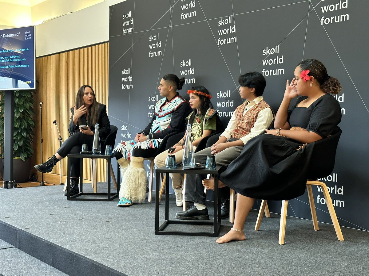 Amazing panel at @SkollFoundation World Forum. Indigenous storytelling in defense people and planet moderated by @CrystalEchoHawk ❤️‍🔥🤟🏾