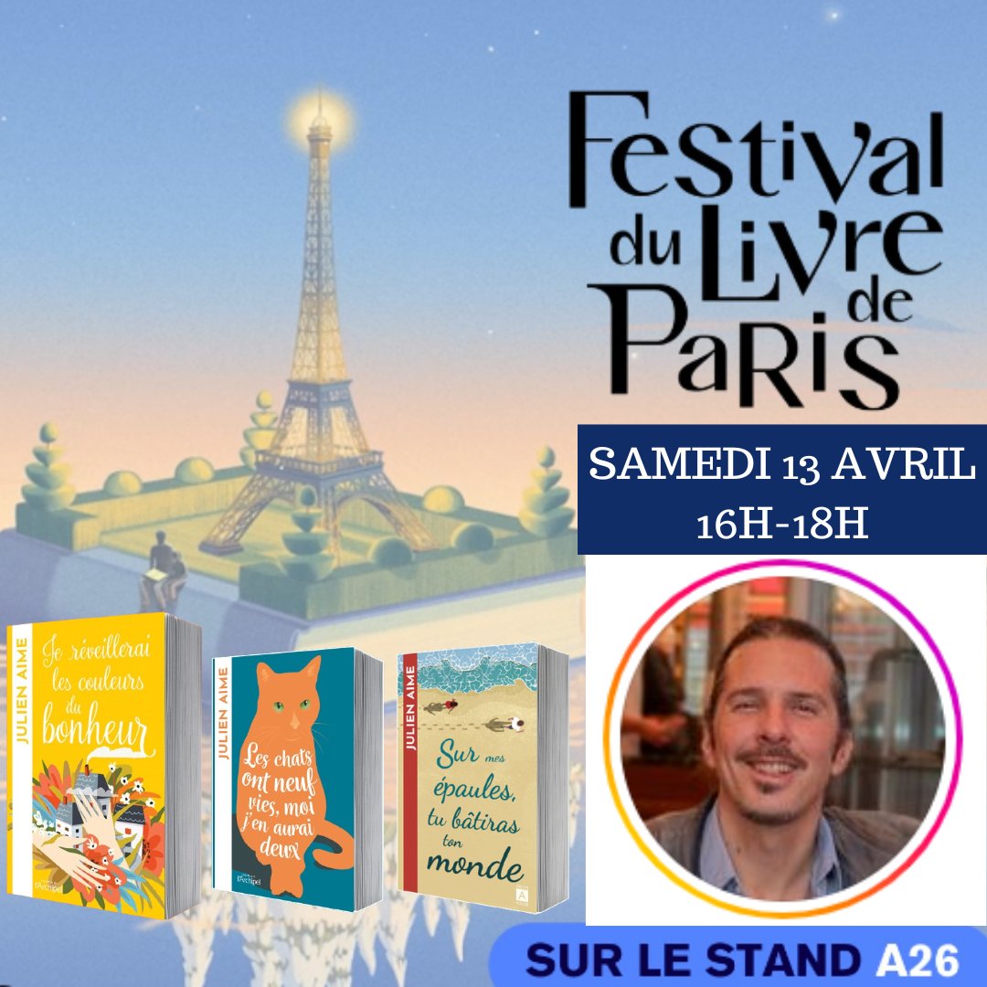 JulienAime8's tweet photo. J-1 avant le Festival du Livre de Paris ! 😍

Je participerai à la @dicteepourtous sur le champ de Mars demain et dédicacerai mes romans samedi de 16h à 18h ! On se voit ? :) 

#FLP2024 #grandedictéedesjeux #grandedictée #FLP2024 #VendrediLecture https://t.co/OLSFVCa7Tf
