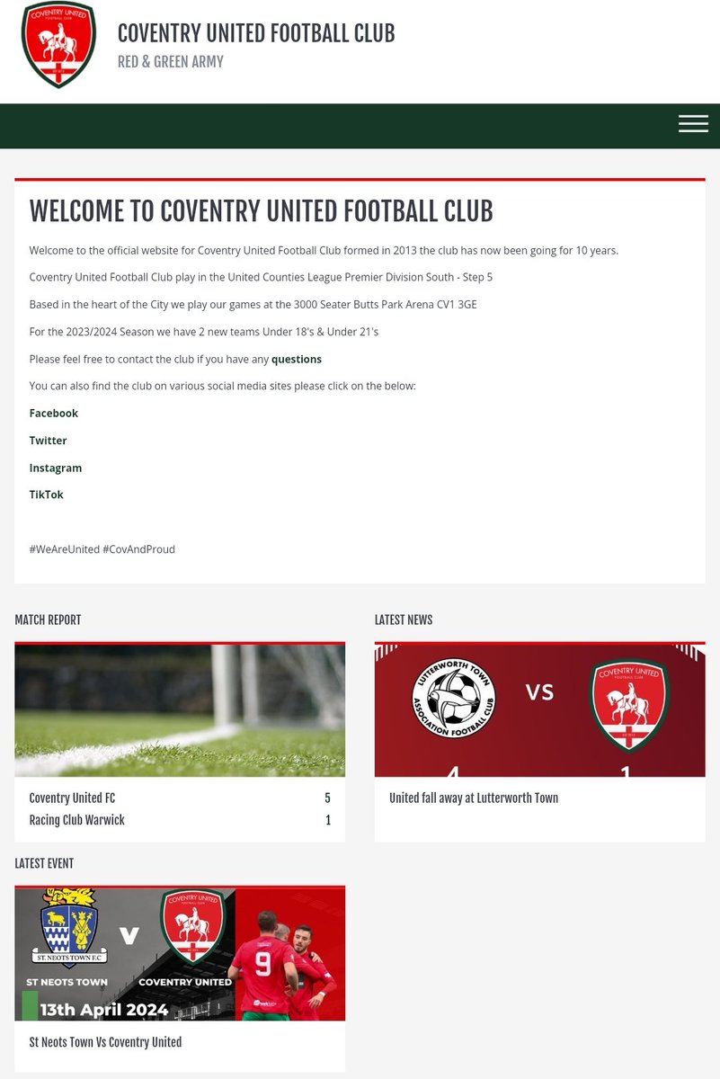 Have you checked out the clubs official website? Check it out today for the latest news,videos, stats and more! coventryunitedfootballclub.co.uk/default.aspx