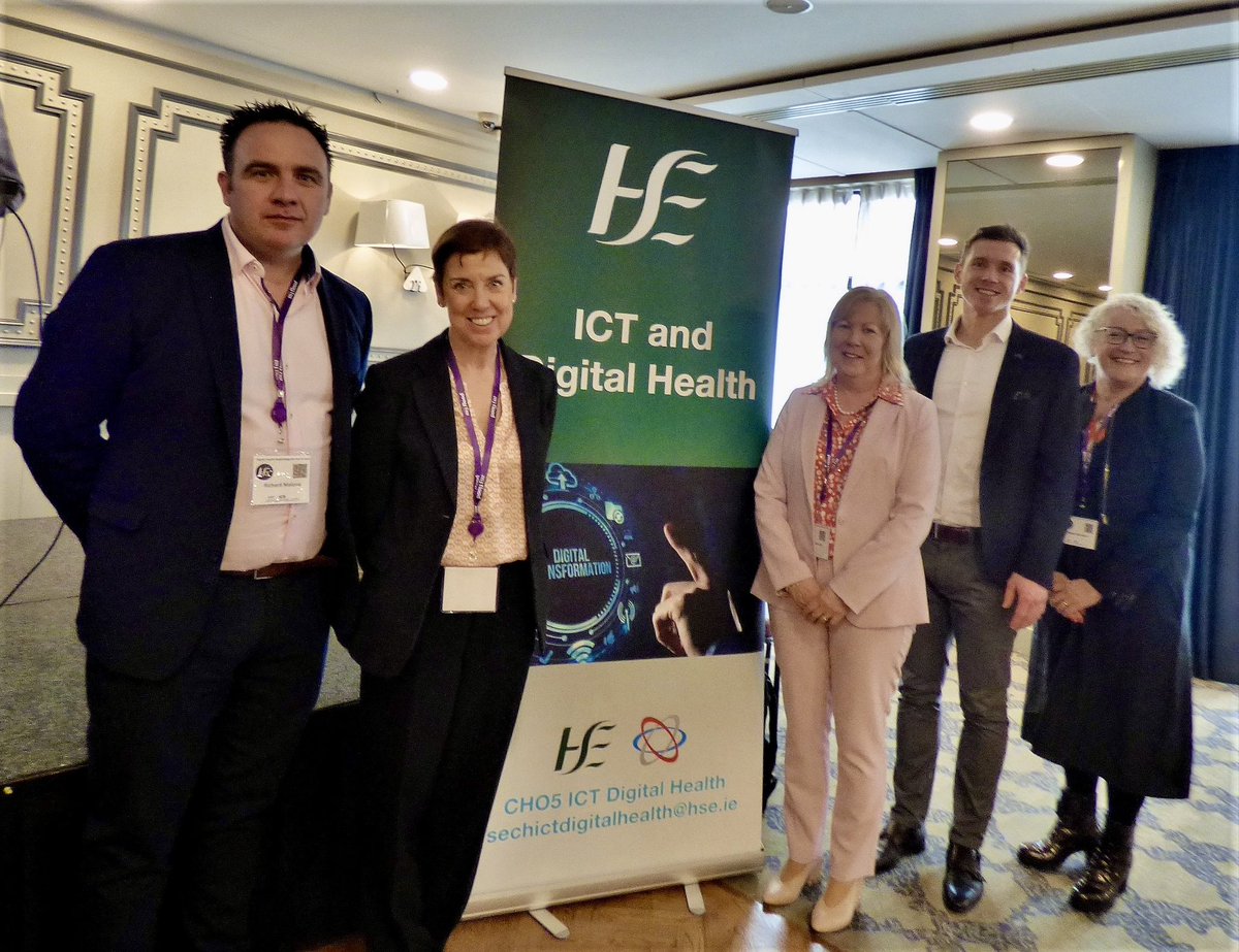 Attending @HSEICTSouthEast “Digital Health Redefining the South East” event were (l to right): Richard Malone (GM ICT), Martina Queally (REO Dublin/South East), Eilis Geraghty (DoN Community Support Team) , Paul Flynn (@mobilexrayecg) & Helen McDaid (Head of Service/Older People)