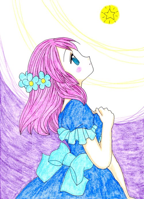 1girl solo long hair blush blue eyes hair ornament dress  illustration images