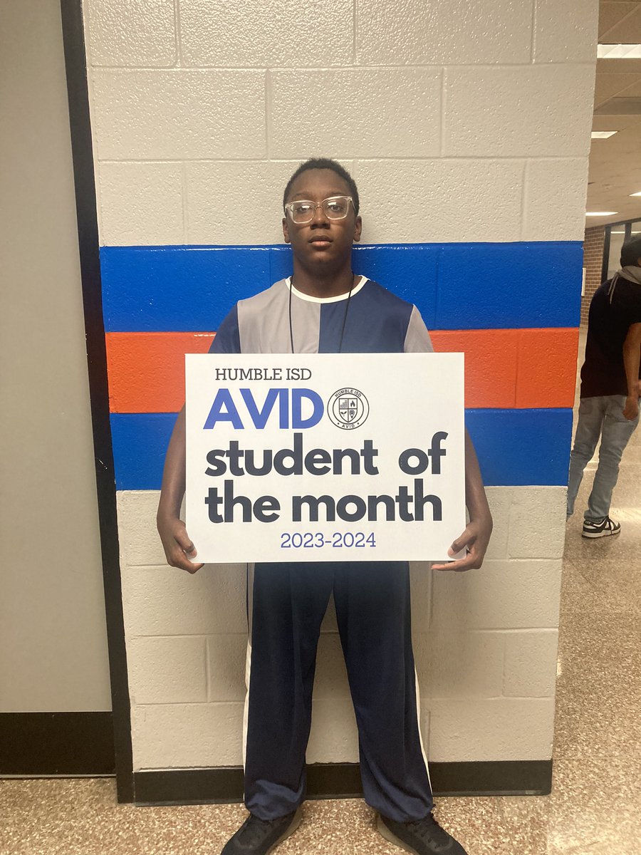 This is Adrian, and he is our AVID Student of the Month! Adrian is a motivated student who excels in all of his classes! He supports his peers, and makes good choices daily! Congrats Adrian! 🎉 @HumbleISD_AMS @HumbleISD_AVID #ThisIsAVID